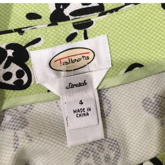 talbots womens 90s Mid Rise pencil skirt lady bug green casual summer Size 4 - Picture 3 of 5